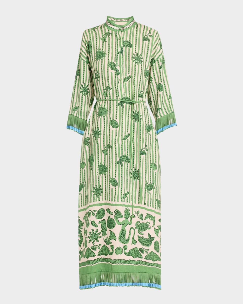 Lula Beaded Fringe-Trim Shirtdress